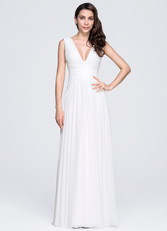Robe Chic Blanche Mousseline Plissée - gallery 3