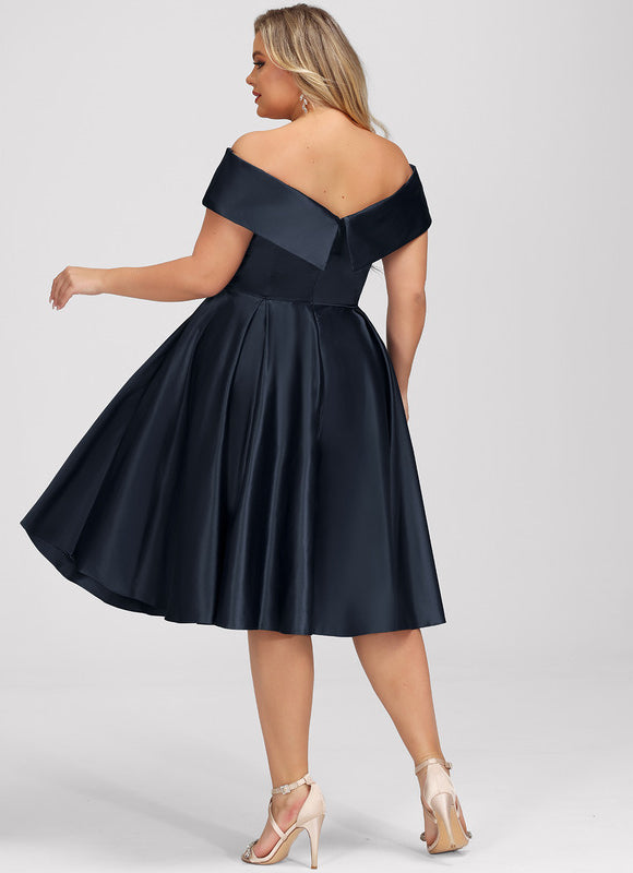 Robe Chic Bleu Marine Satinée - gallery 6