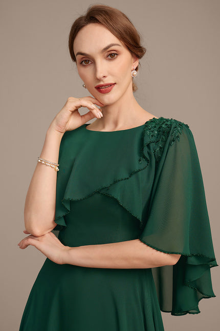 Robe Chic Verte Mousseline Avec Dentelle - gallery 1