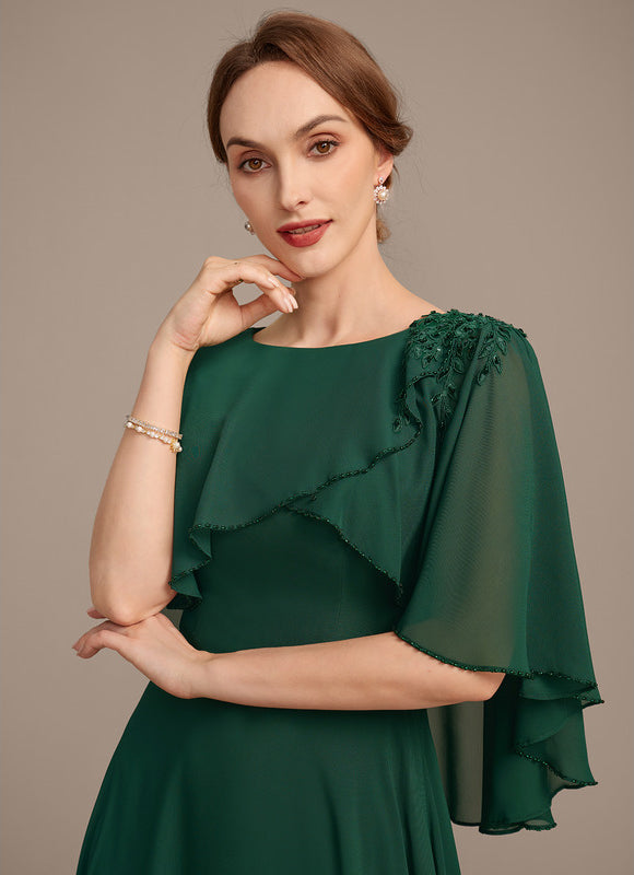 Robe Chic Verte Mousseline Avec Dentelle - gallery 1