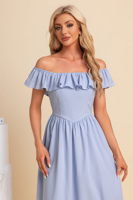 Robe Chic Bleu Ciel Évasée - gallery 5