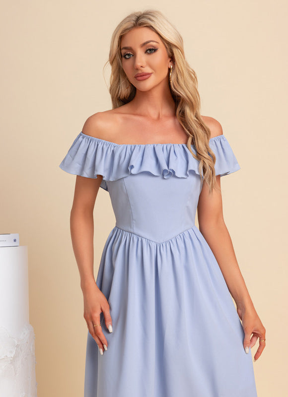 Robe Chic Bleu Ciel Évasée - gallery 5