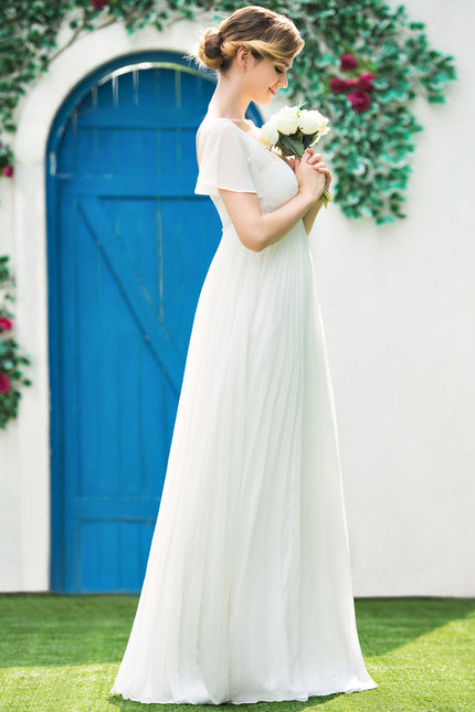 Robe Chic Blanche Mousseline Plissée - gallery 3