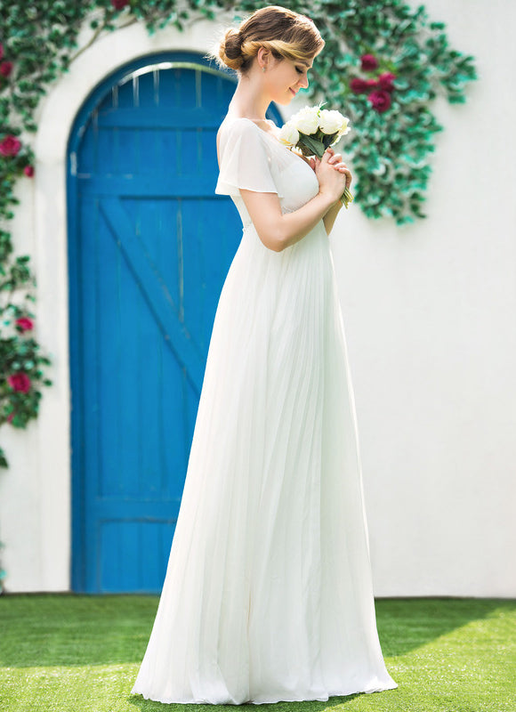 Robe Chic Blanche Mousseline Plissée - gallery 3