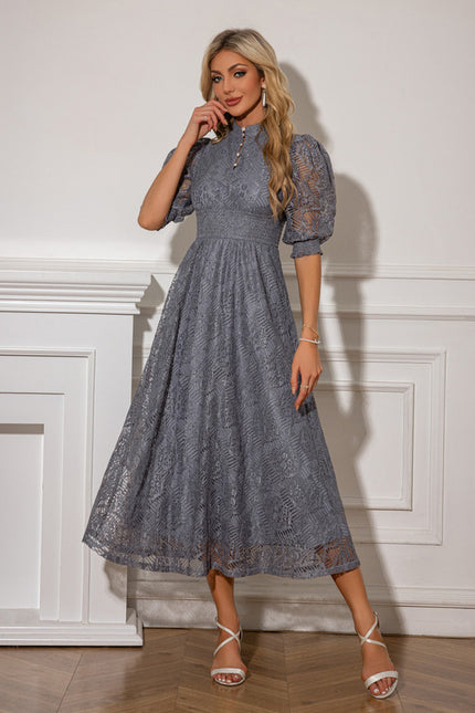 Robe Chic Dentelle Grise - gallery 5