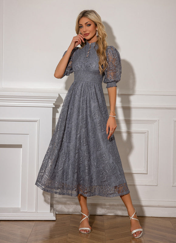 Robe Chic Dentelle Grise - gallery 5