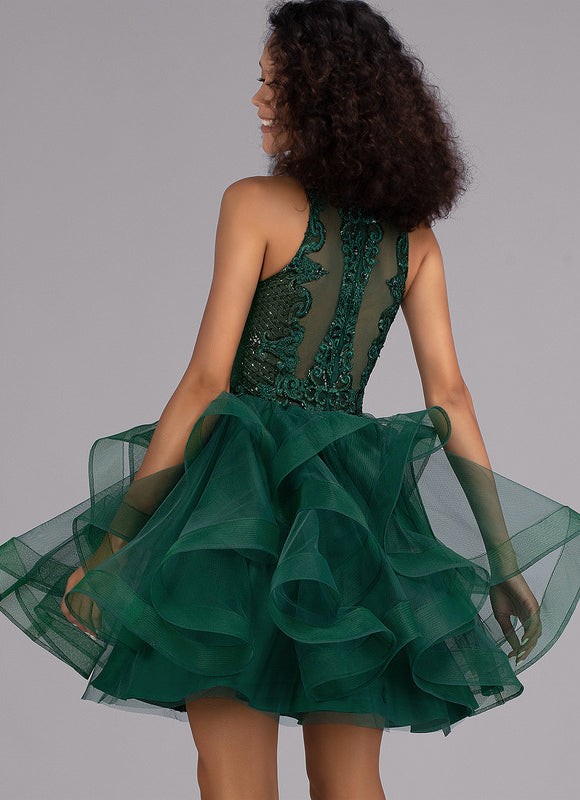 Robe Chic Verte Tulle Paillettes - gallery 5
