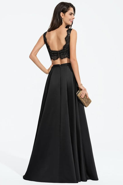 Robe Chic Vert Émeraude Satin Dentelle - gallery 1