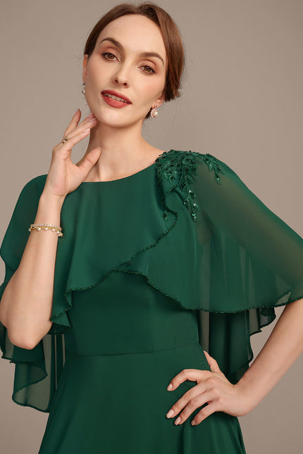 Robe Chic Verte Mousseline Avec Dentelle - gallery 3