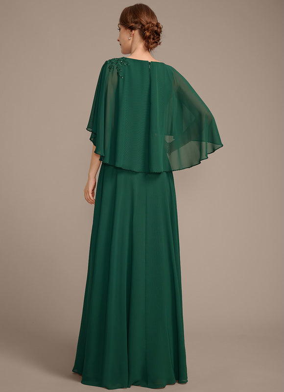 Robe Chic Verte Mousseline Avec Dentelle - gallery 7