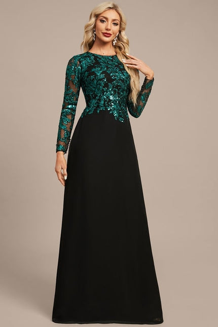 Robe Chic Éclat Noir Émeraude - gallery 5