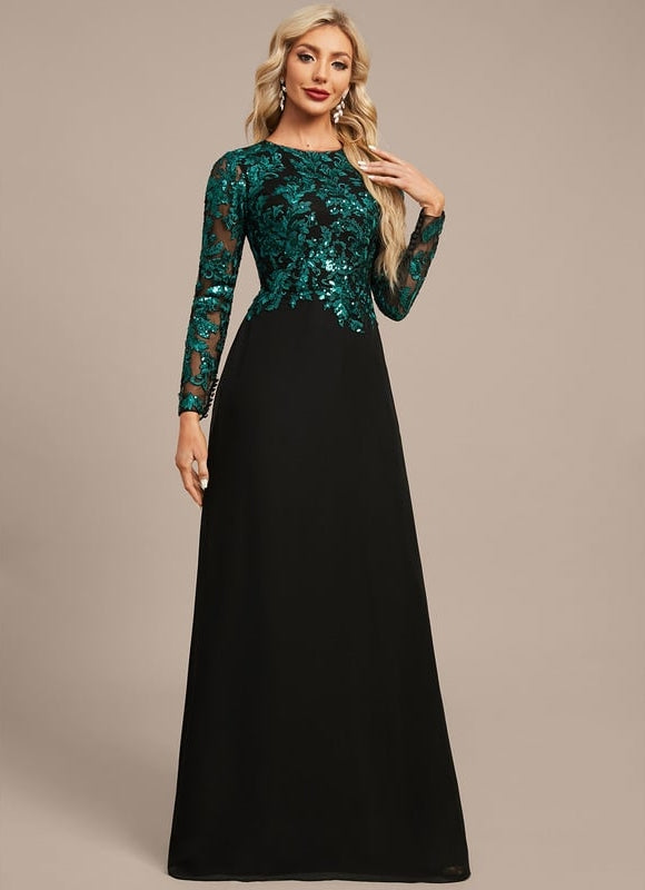 Robe Chic Éclat Noir Émeraude - gallery 5