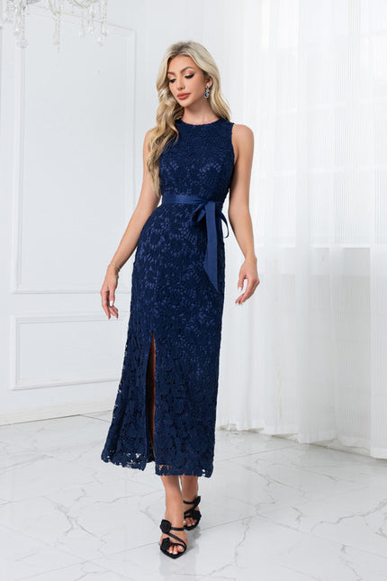 Robe Chic Dentelle Marine Élégante - gallery 6