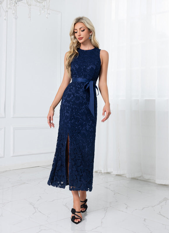 Robe Chic Dentelle Marine Élégante - gallery 6