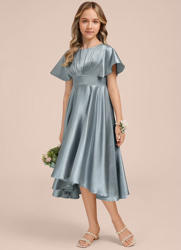 Robe Chic Satin Bleu Profond - gallery 2
