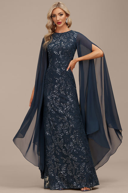 Robe Chic Élégance Marine Satinée - gallery 2