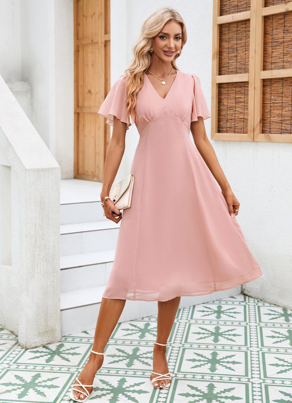 Robe Chic Volants Bordeaux - gallery 4
