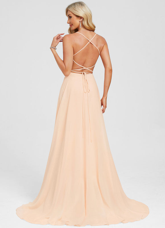 Robe Chic Mousseline Pêche - gallery 4