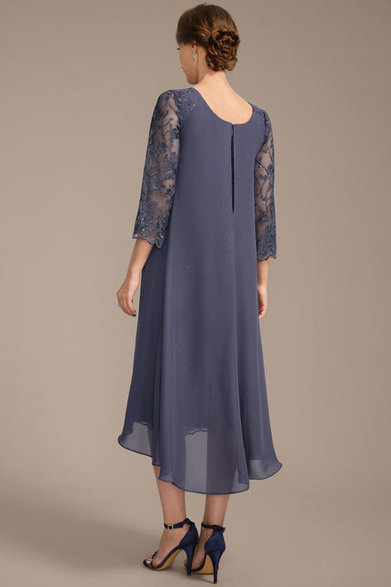 Robe Chic Bleu Nuit Dentelle Paillettes - gallery 6