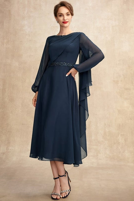 Robe Chic Bleu Nuit Élégante - gallery 4
