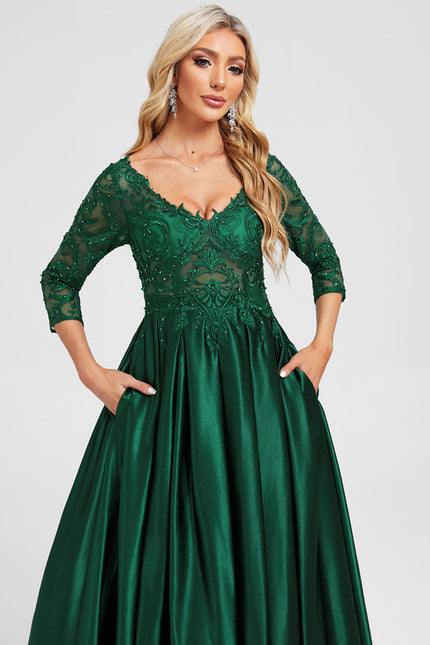 Robe Chic Éclat Soyeux Émeraude - gallery 1