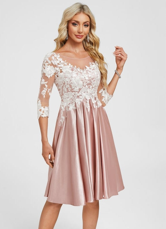 Robe Chic Satin Rose Poudré - gallery 3