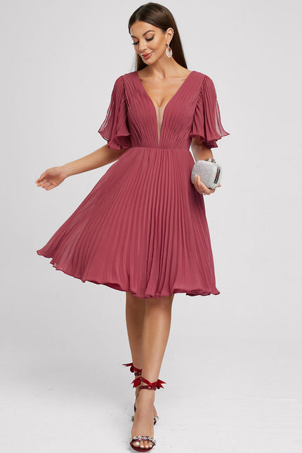 Robe Chic Bleu Plissé Élégant - gallery 4