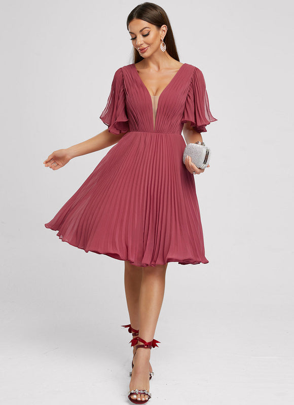 Robe Chic Bleu Plissé Élégant - gallery 4