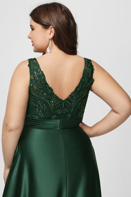 Robe Chic Satin Vert Émeraude - gallery 9