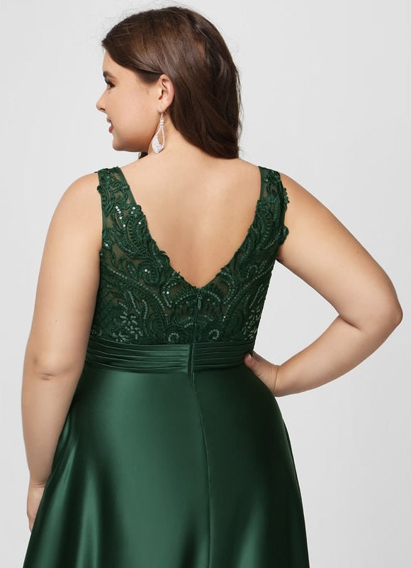 Robe Chic Satin Vert Émeraude - gallery 9