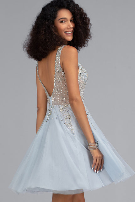 Robe De Soirée Chic Courte Avec Manche - gallery 2