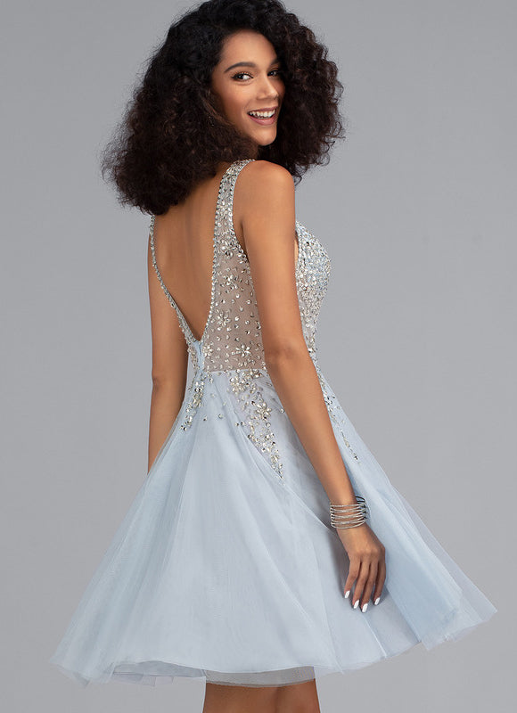 Robe De Soirée Chic Courte Avec Manche - gallery 2