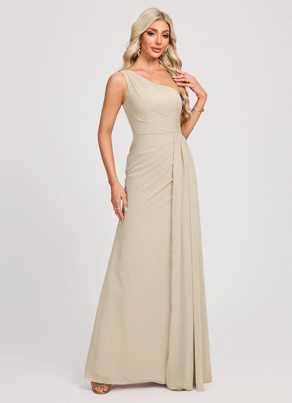 Robe Chic Asymétrique Beige - gallery 1