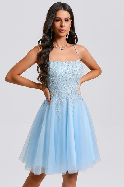 Robe Chic À Paillettes Bleue - gallery 5