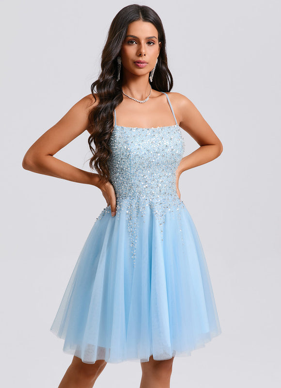 Robe Chic À Paillettes Bleue - gallery 5