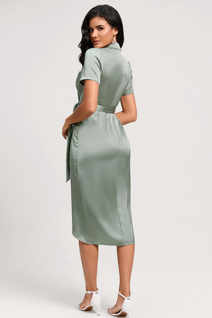 Robe Chic Satin Vert Élégant - gallery 2