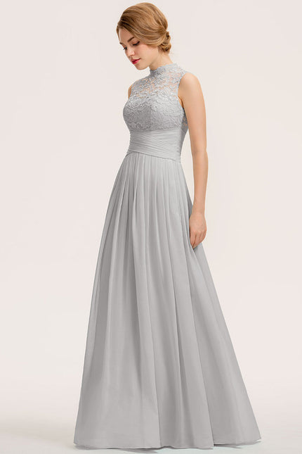Robe Chic Gris Perle Dentelle Élégante - gallery 2