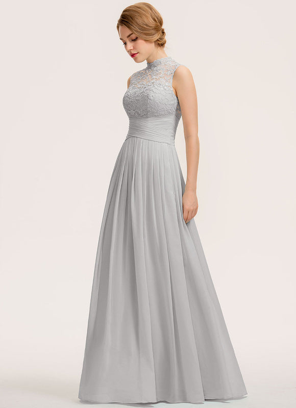Robe Chic Gris Perle Dentelle Élégante - gallery 2