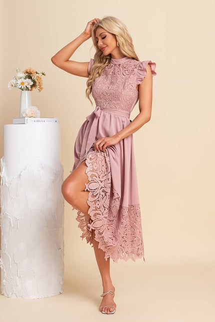 Robe Chic Midi Rose Dentelle - gallery 4