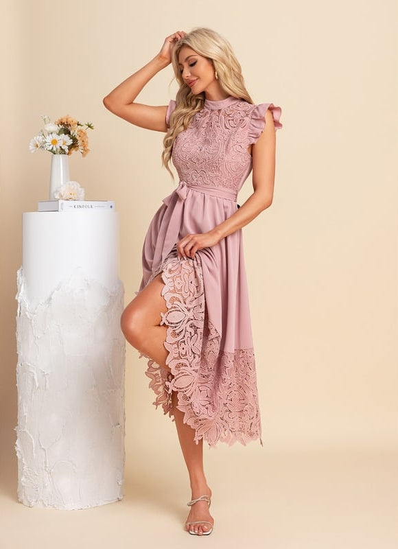 Robe Chic Midi Rose Dentelle - gallery 4