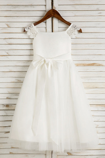 Robe Chic Blanche Tulle Satin Fille