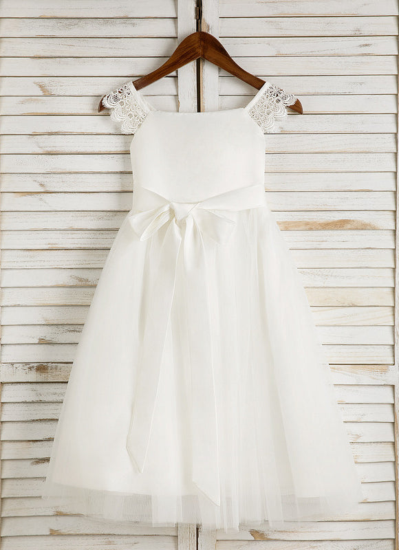 Robe Chic Blanche Tulle Satin Fille