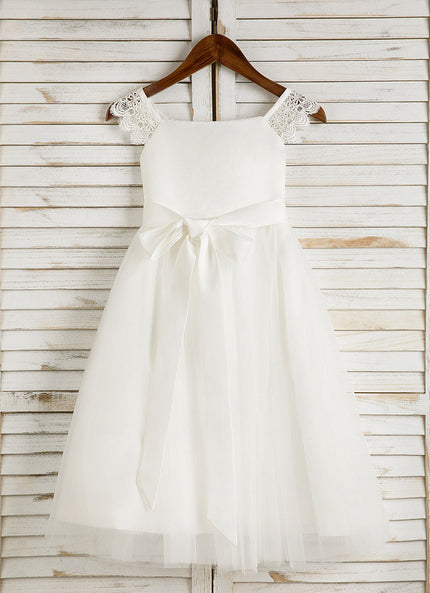 Robe Chic Blanche Tulle Satin Fille