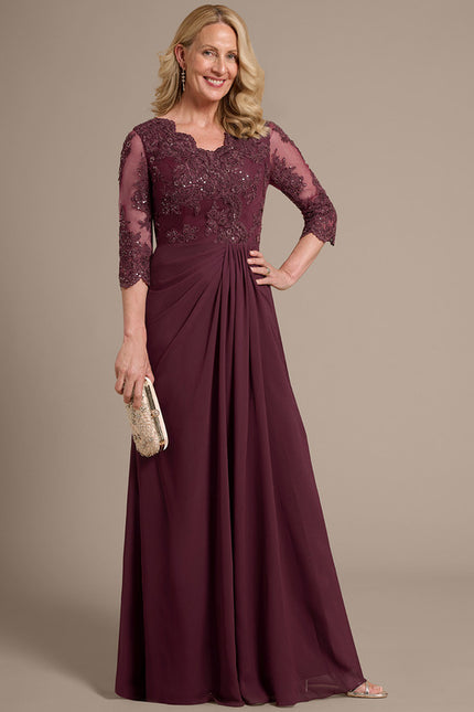 Robe Chic Bordeaux En Mousseline - gallery 2