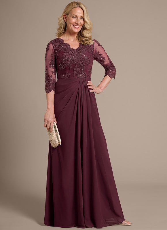 Robe Chic Bordeaux En Mousseline - gallery 2