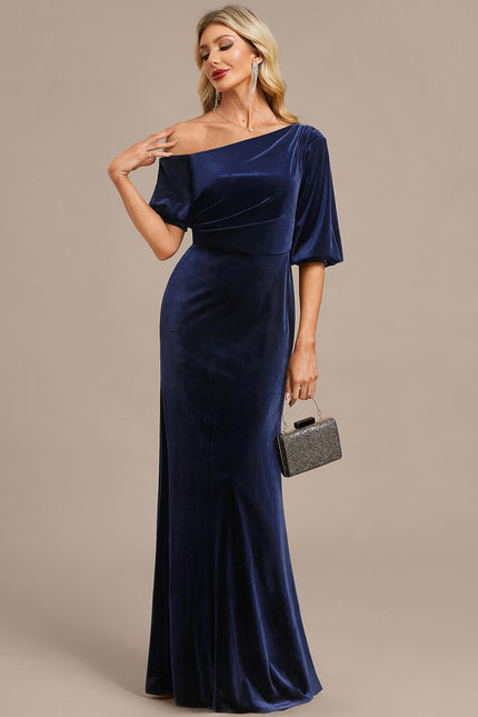 Robe Chic Velours Bleu Nuit - gallery 1
