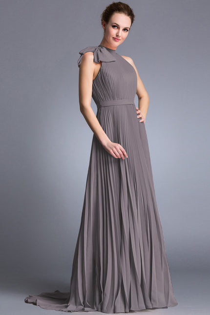 Robe Chic Satiné Taupe - gallery 1