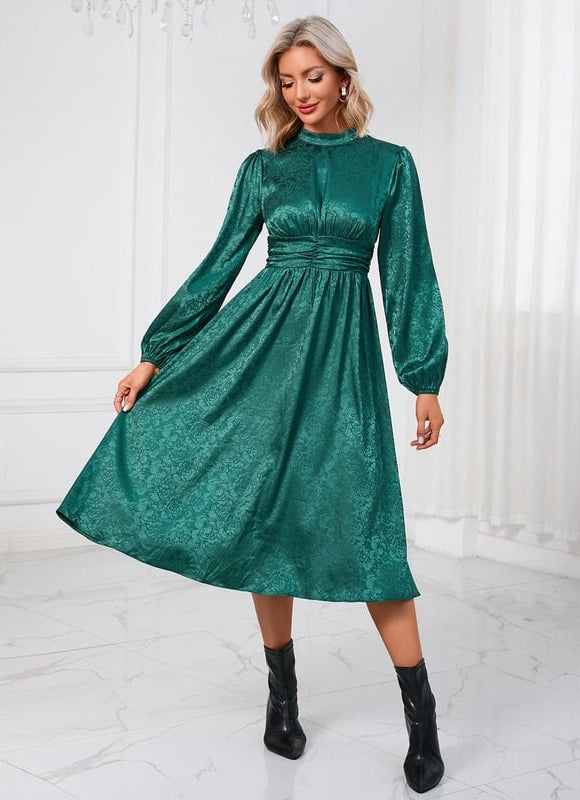 Robe Chic Vert Satiné - gallery 5