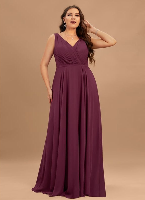 Robe Chic Longue Bordeaux Plissée - gallery 8