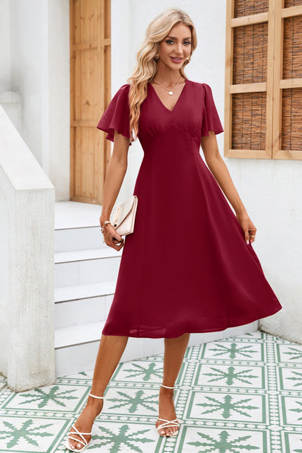Robe Chic Volants Bordeaux - gallery 6